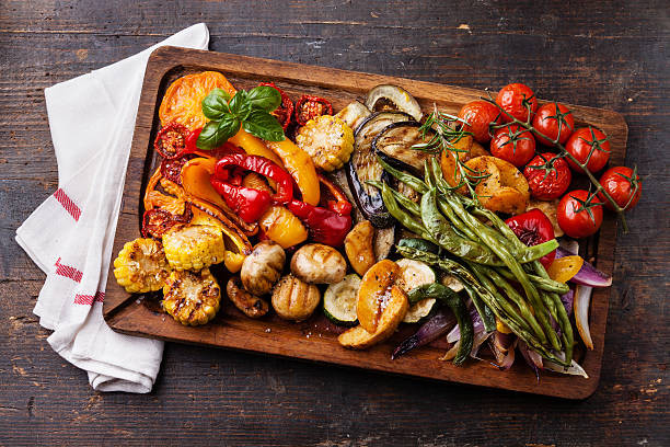 roasted vegetables on a tray
